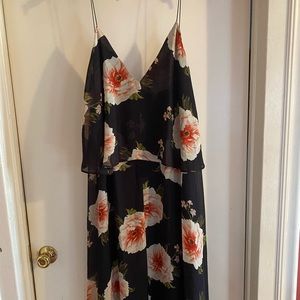 ASOS black cold shoulder midi floral dress 10